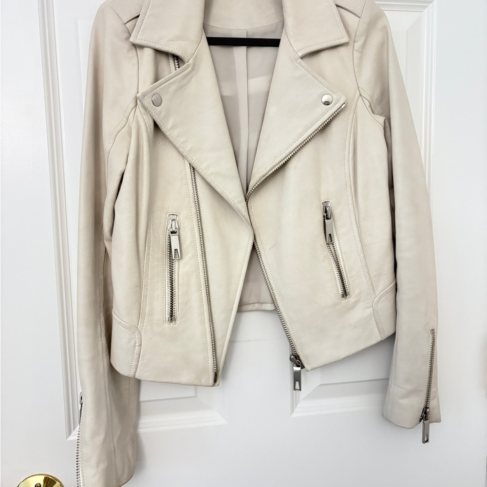 Women's Cream Leather Jacket